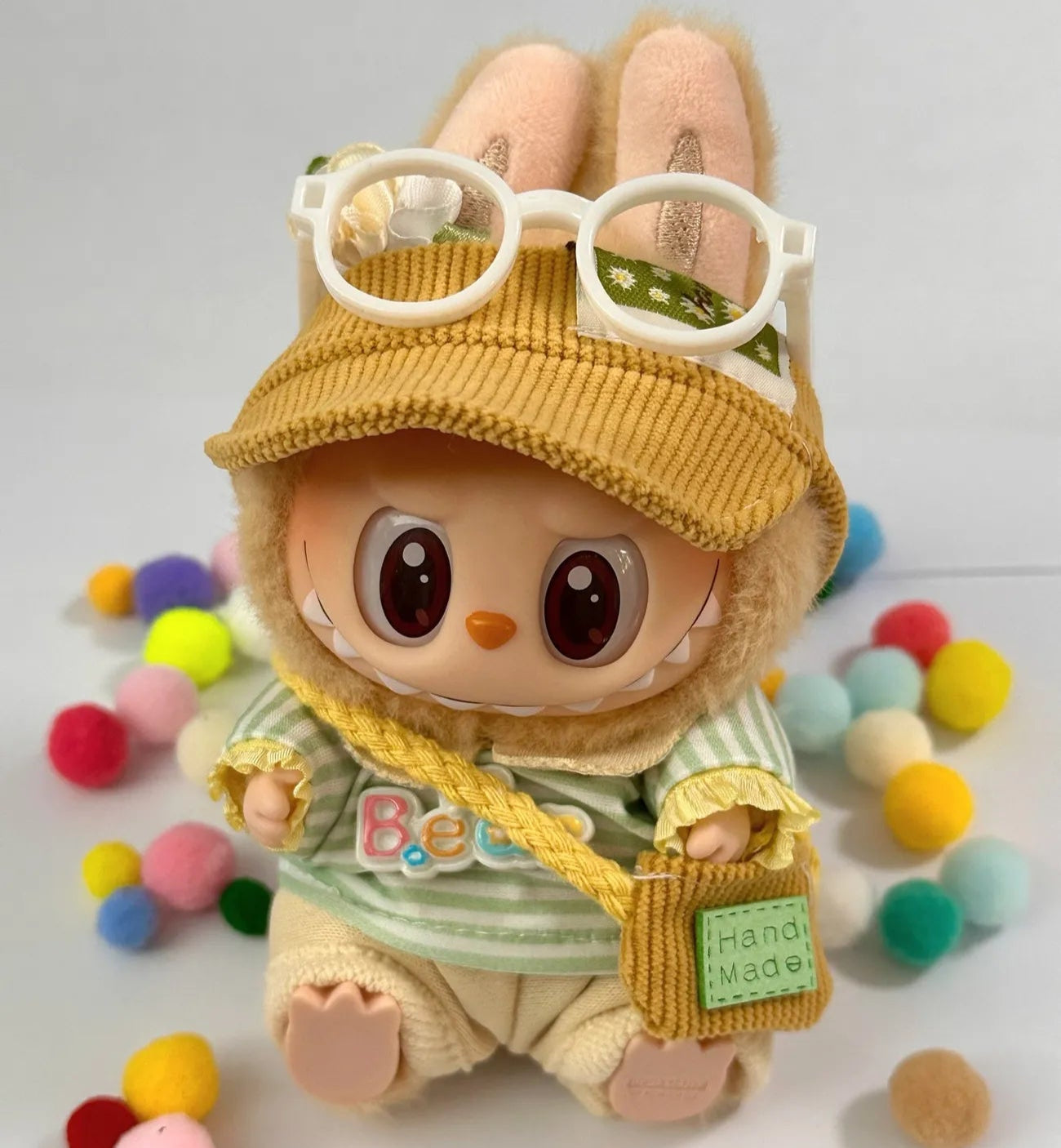 Labubu enjoying a sunny picnic in a cheerful outfit
