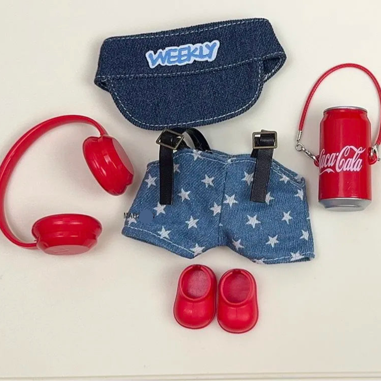 Labubu dressed in a fun outfit with a cola surprise theme